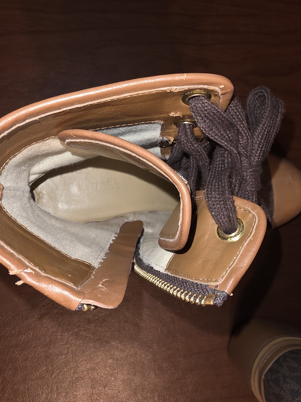 Michael Kors Brown Lace-Up Platform Boots Size 6 - Picture 9 of 16